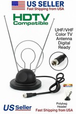Indoor Rabbit Ear HDTV TV Antenna Universal VHF UHF Dual Loop Coaxial