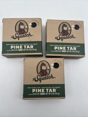 3x DR. Squatch Soap Pine Tar, 5 oz 141g feste Seife für Männer - NEU (C25.6)