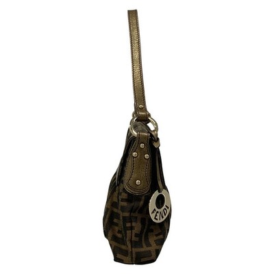 FENDI Chef Bag/Zucca Pattern 8BR445 Dark Brown Black Gold Jacquard