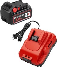 1-Pack 18V 5.0Ah Replacement for Milwaukee M-18 Battery and 1 Charger Red