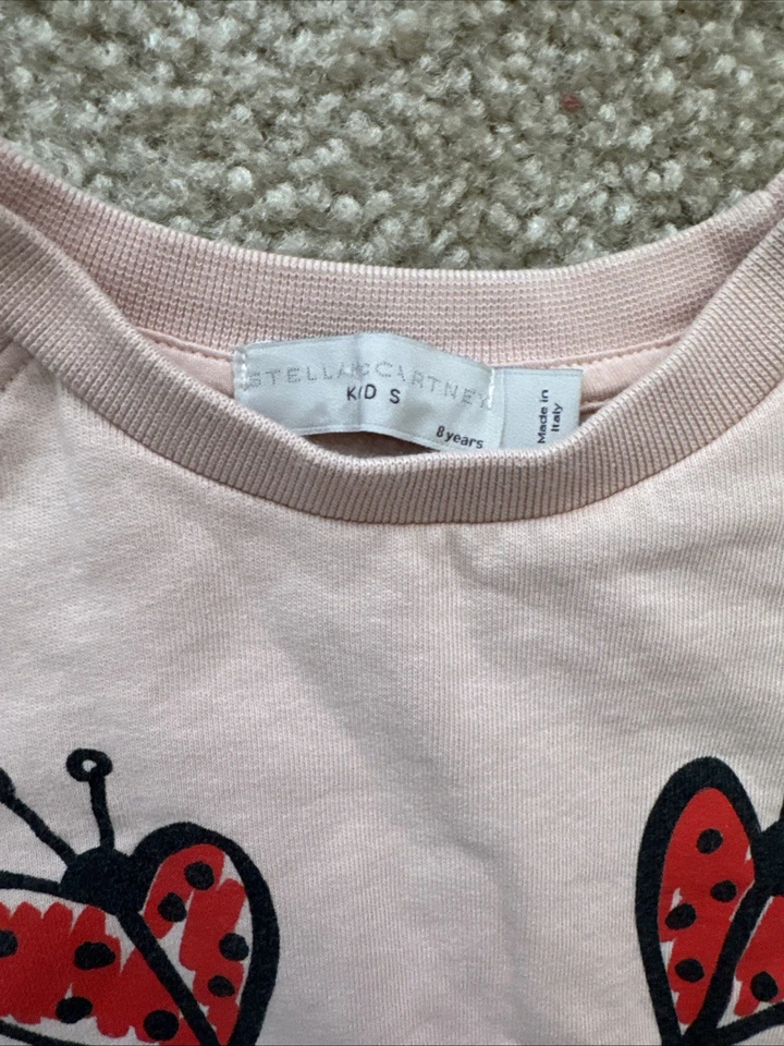 Stella McCartney Kids Girls Cotton Ladybug Pullover Sweatshirt Pink Size 8,cream - Image 2 of 4