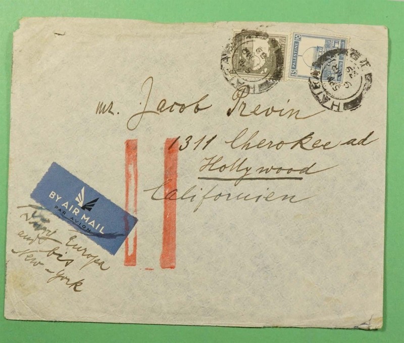 DR WHO 1939 PALESTINE HAIFA AIRMAIL TO USA R71406