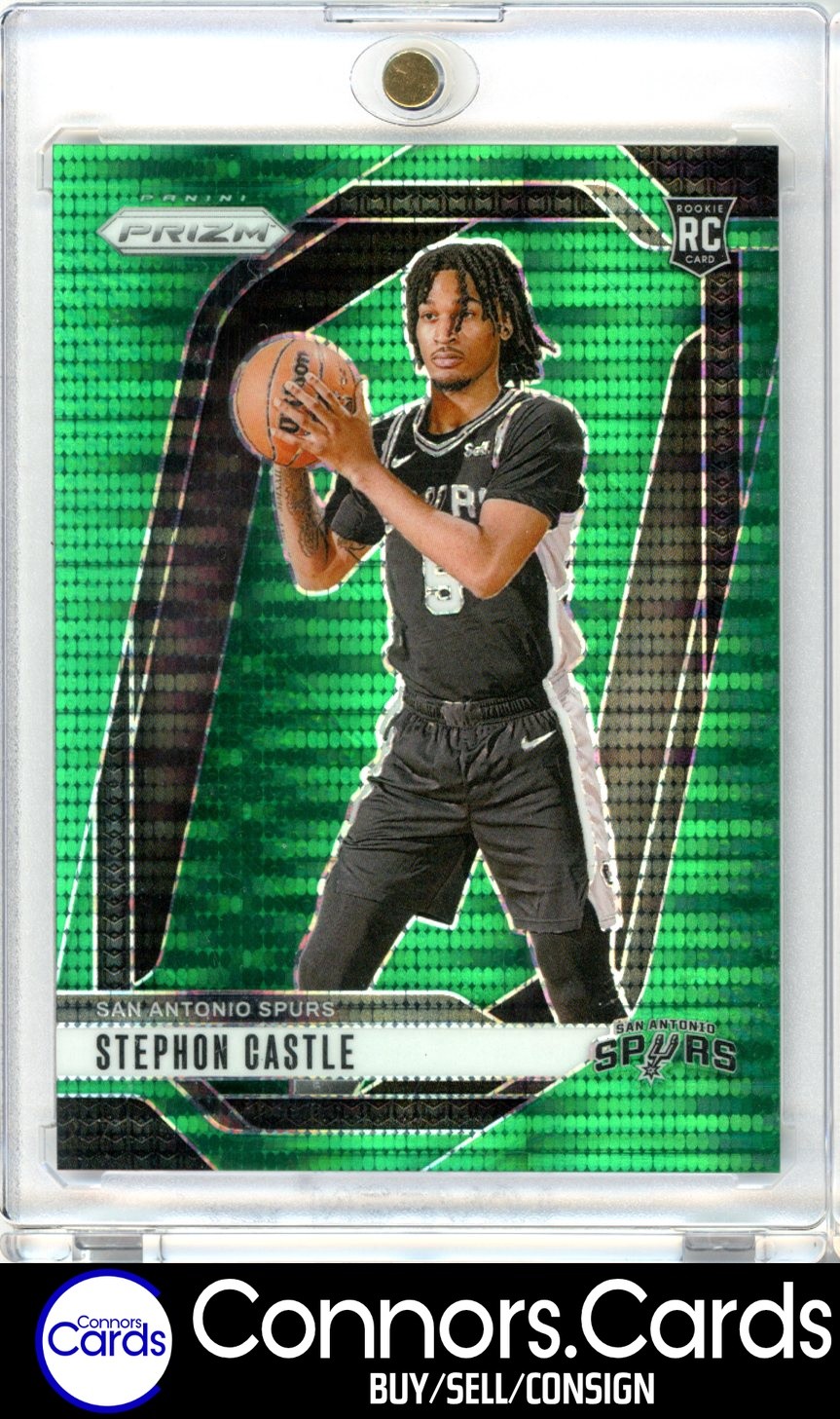Stephon Castle Rookie 2024-25 Panini Prizm #234 Green Pulsar /25 Spurs