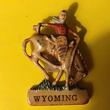 VTG Wyoming Horse Bucking Riding Cowboy  Enamel Lapel Hat Pin Old
