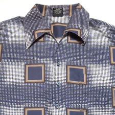 Vintage 70s Joel Disco Button Shirt Geometric Print Club Men's Large