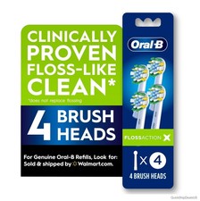 Electric Toothbrush Replacement Heads FlossActionX Pack of 4 For OralB