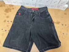  JNCO Jeans S Embroidered Jean Shorts Jorts 34 Baggy