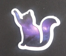 Beautiful Galaxy Night Sky Kitty Cat Sticker 1.38" x 1.58" AJ 
