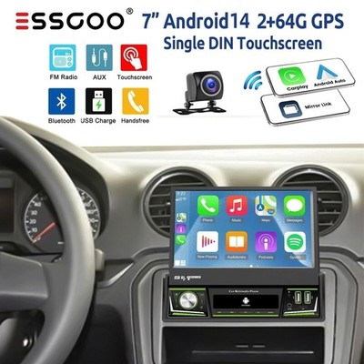 64G 1 DIN Autoradio Android 14 Ausklappbildschirm CarPlay GPS NAVI KAM WIFI USB