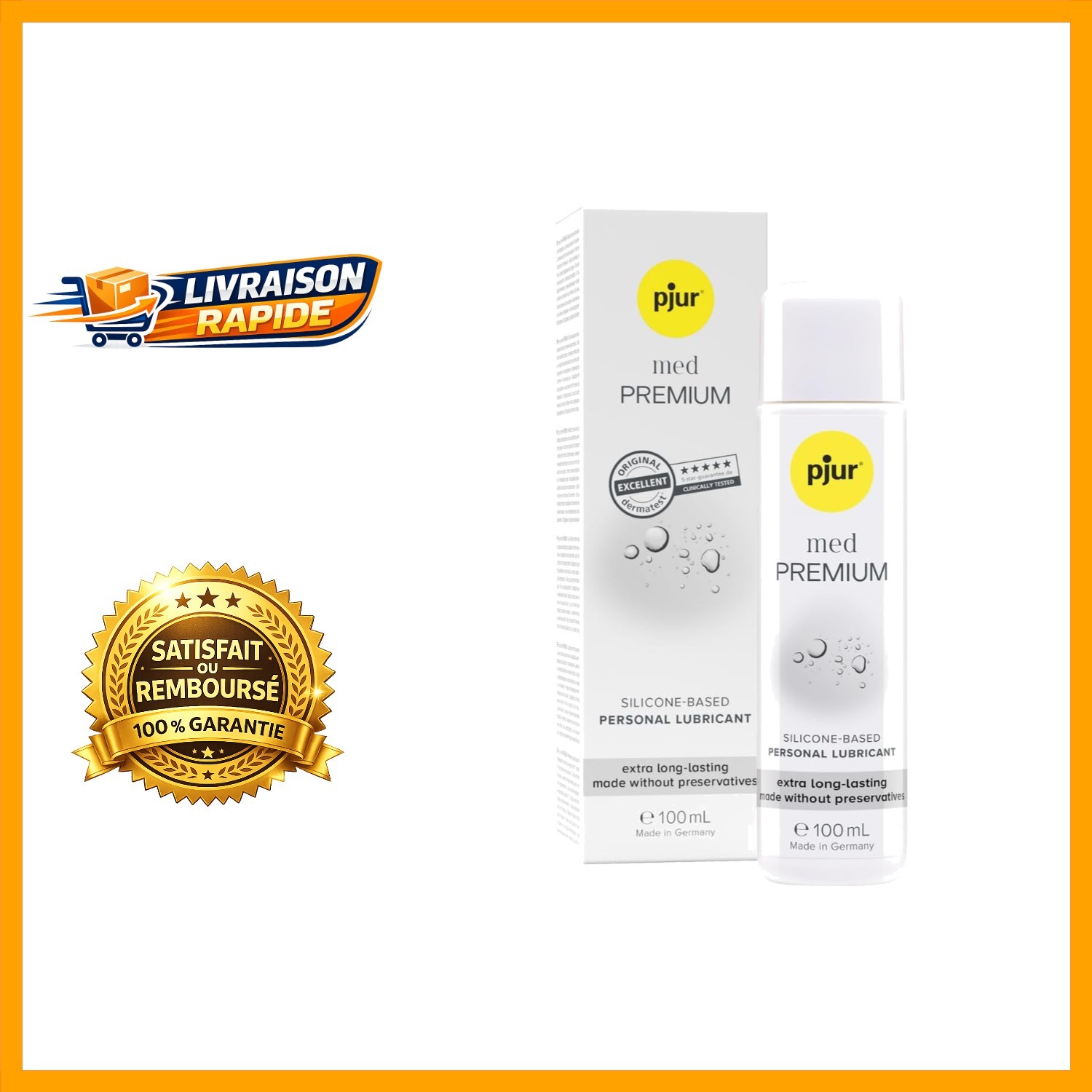Lubrifiant silicone Pjur 100ml formulation médicale fluide et soyeuse