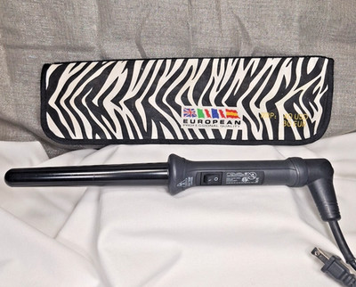 Royale Pro Styling Wand Clamp Free Tapered Barrel Tourmaline Black Tested