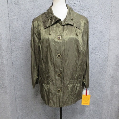 Ruby Rd Rain Jacket Womens Size 16 Green Metallic Goblincore Earthy Mossy Bold - Picture 23 of 24