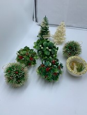 Vtg Lot of 8 Christmas Holly  Berries Pine Berries Mistletoe Ball Plastic MCM