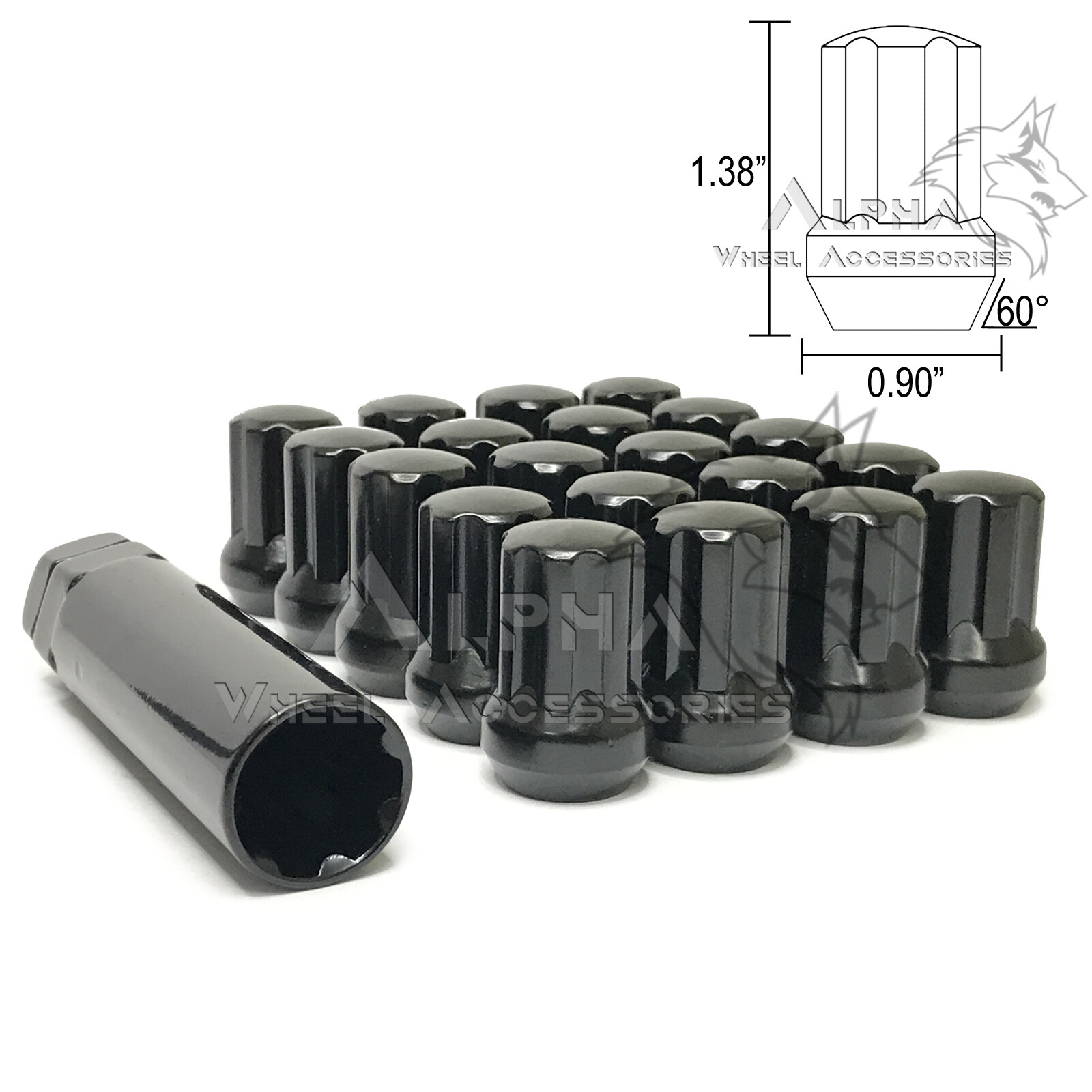 20 Black Short Spline Lug Nuts 14x1.5 For 2019 & Up Jeep Wrangler JL