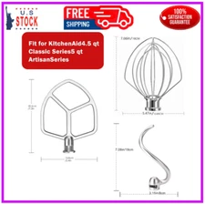 Stainless Steel 3 Piece kit Attachments for KitchenAid Stand Mixer and 5.5-6 ...