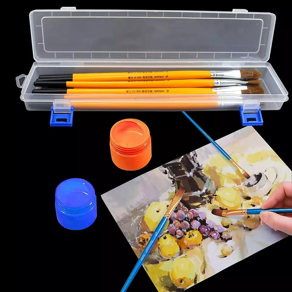 4 Pack Paint Brush Storage Box Clear Paint Brush Holder Long Brush
