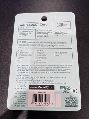 ONN. Carte MicroSDXC 128Go avec adaptateur - Photo 2 sur 2