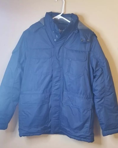 Hilarocky Men's Outwear Coat Removable Hooded MEDIUM NAVY
