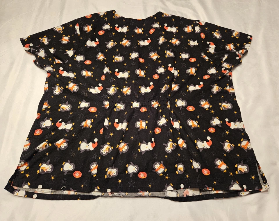 Blusa Médica Sanibel Navidad Vacaciones Festivo Pingüinos Pecho 25,5 Longitud 27 Foto 2 de 4