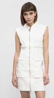 womens white smocked dress White Long Sleeve Smocked Dress SMALL