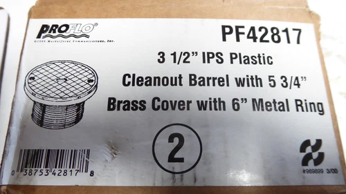 Proflo PF42817 Cleanout Barrel 5-3/4" Brass Cover with 6" Metal Ring - Picture 2 of 5