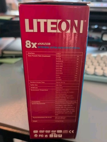 Liteon External Slim DVD/CD 8X Writer  Model eNAU108 - Picture 6 of 9