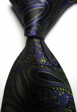 Hot Classic Paisley Purple Green JACQUARD WOVEN 100 Silk Men's Tie Necktie