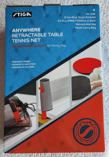 STIGA Take Anywhere Retractable Table Tennis 7 Piece Set, New in Original Box - Picture 2 of 2