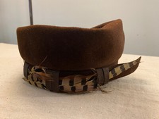 Vintage Brown Felt Hat with Feathered Embellishments Sandra New York