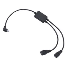 Micro USB Male to 2 Female Y Splitter Cable Angle 90° Charger Data Cord Adapter
