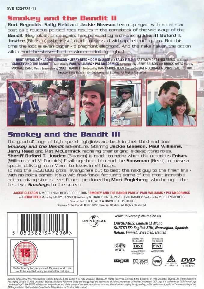 Smokey And The Bandit 2 & 3 - Burt Reynolds - NEW Region 2 DVD - Image 2 of 2