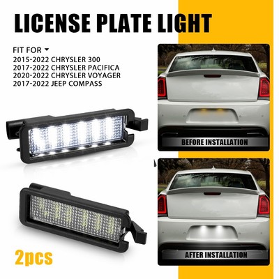 2x White 6000K 18-LED License Plate Lights For Chrysler 300 Pacifica Voyager C