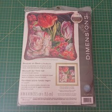 Kit Ricamo Punto Croce Dimensions  Bouquet On Black