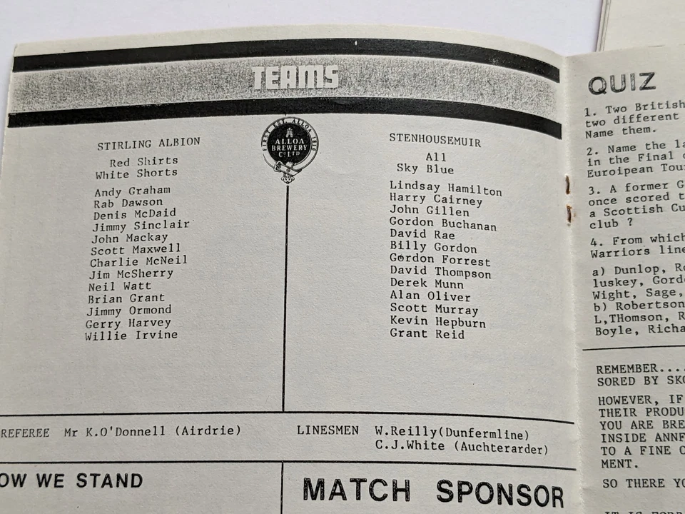 Lot x 2 Stirling Albion v Stenhousemuir Scottish League & Cup Programmes 1984 - Image 4 of 4