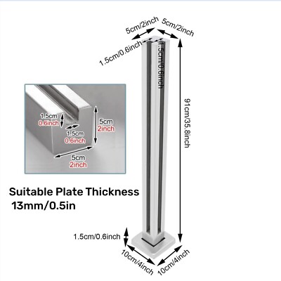 Glass Railing Corner Post Stainless Steel Balustrade for Balcony Deck 35.8Inch