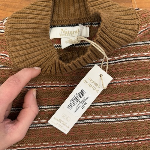 Neu mit Etikett Natural Reflections Damenpullover braun gestreift Stehkragen Langarm M - Bild 5 von 5