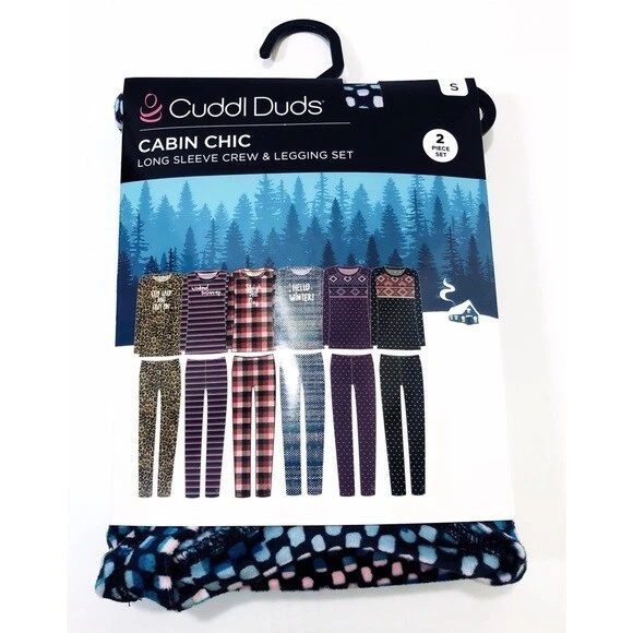 Cuddl Duds Womens Blue Velour Winter Loungewear Pajama 2 Pc Sets Sz S New - Image 4 of 4