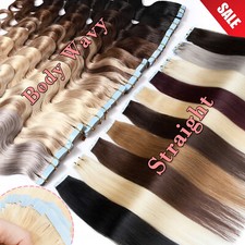 Body Wave Tape In 100 Remy Human Hair Extensions Invisible Skin Weft Full Head