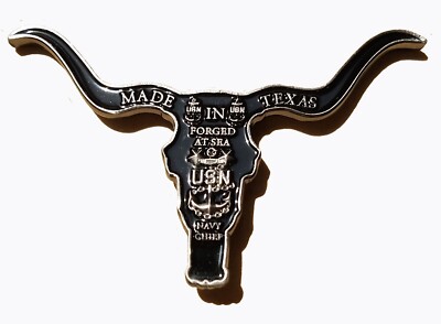 US NAVY TEXAS LONGHORN CHIEF PETTY OFFICER CHALLENGE COIN 2'' 93