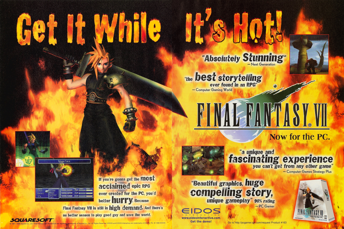 Final Fantasy VII 7 PC Game 1998 Playstation 1 PS1 Promo Ad