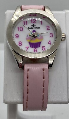 New Bella & Rose Girls Watch W/new Battery Cupcake Dial Pink Band Silver Case