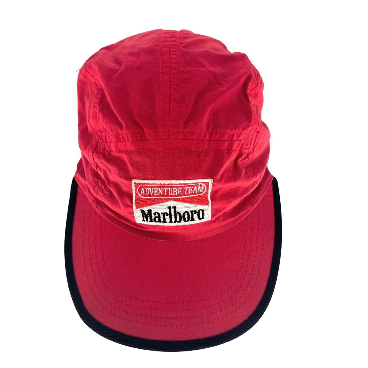 Vintage Marlboro Adventure Team Red Strapback Hat 5 Panel 90s 