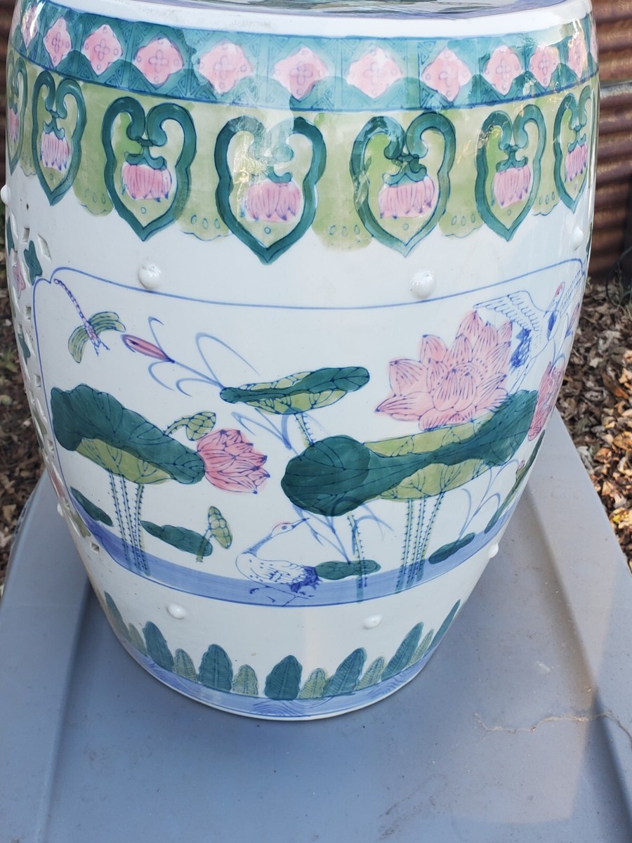 Famille Rose Asian Garden Stools Vintage Chinese Famille Rose
