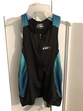 Garneau Women s Medium Pro Carbon Half Zip Tank Top Cycling Black Teal Jersey
