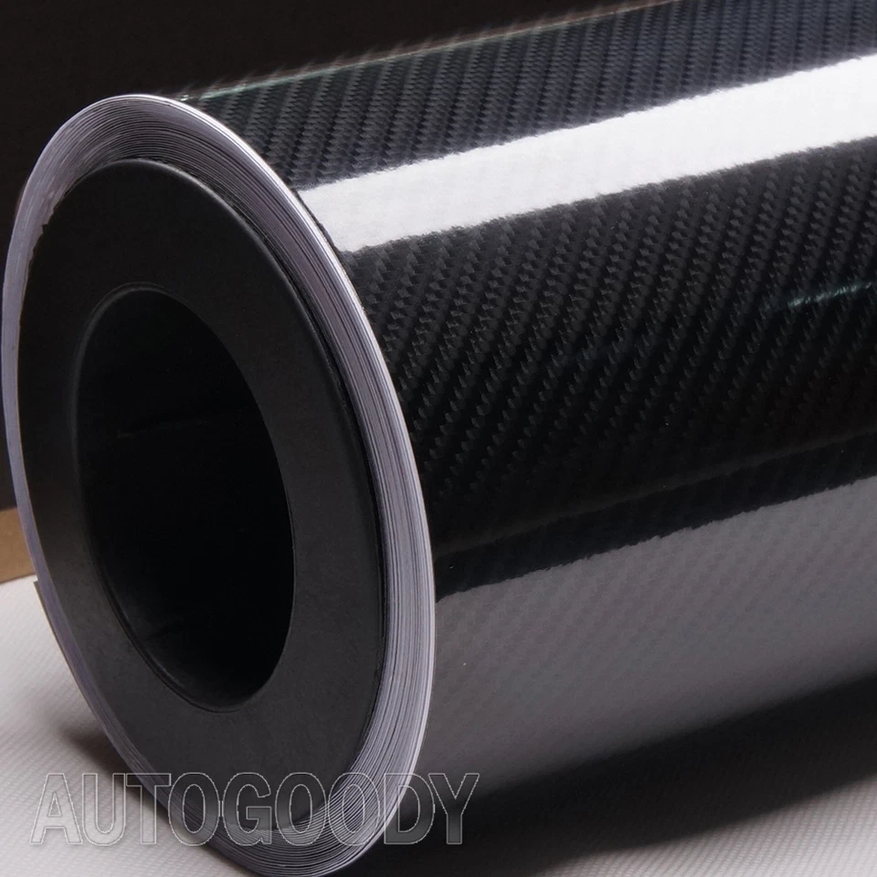 Película envolvente de vinilo de fibra de carbono negra 5D de alto brillo de 50 pies x 5 pies burbuja sin aire 6D Foto 4 de 4