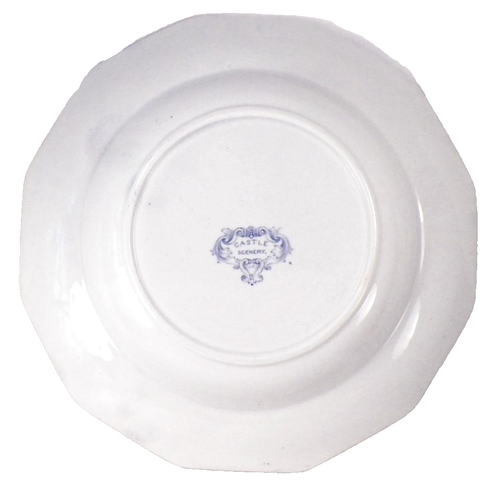 Castle Scenery Soup Bowl Blue Transferware Ironstone Jacob Furnivals Antique #1 - Picture 7 of 8