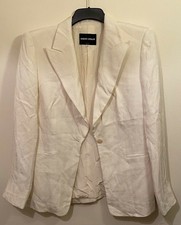 Giorgio Armani Borgo 21 Women's Blazer Jacket 100% Pure Silk Cream 48