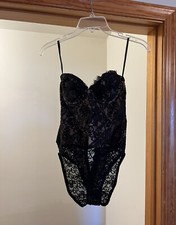 Bloomingdales Lingerie Vintage Black Lace Bustier Bodysuit Strapless NWT Size 32