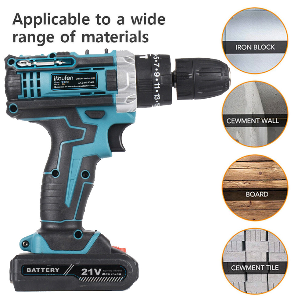 36V Cordless Combi Hammer Impact Drill Driver Electric Screwdriver +2 Battery YS