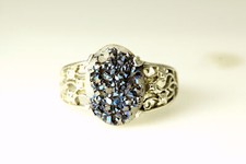 925 Sterling Silver Size 9 Oval Blue Faux Druzy Stone Ring 4.1 Grams RIN6965 